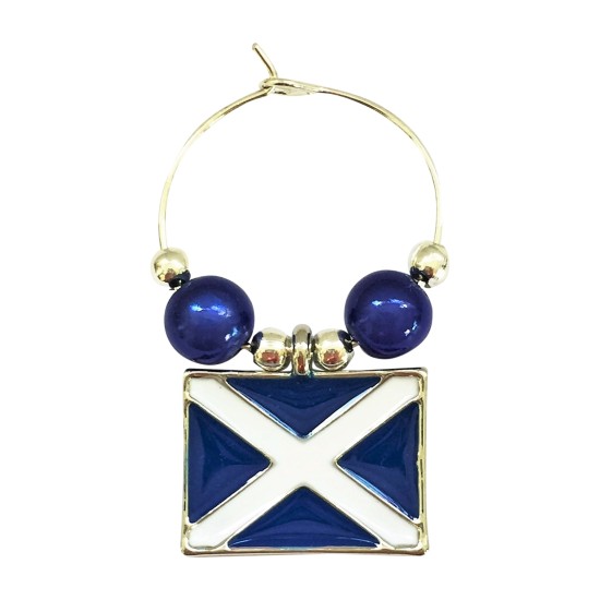 Rectangular Scottish Flag / The Saltire / St Andrew's Cross / Scotland Flag Wine Glass Charm