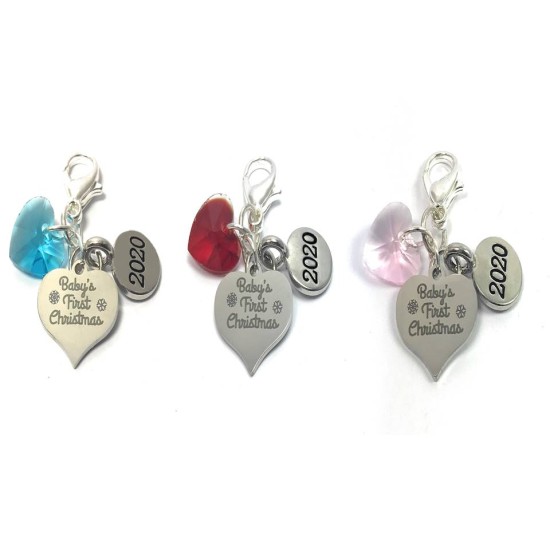 Baby's First Christmas 2020 Clip On Charm with Crystal