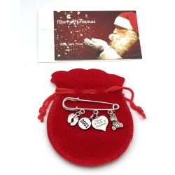 Baby's First Christmas 2021 Nappy Safety Pin Keepsake Charms with Baby Feet and Teddy Bear