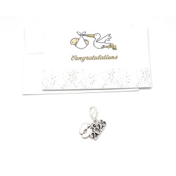 Mum To Be New Mum 2023 Clip on Charm with Baby Feet Charm