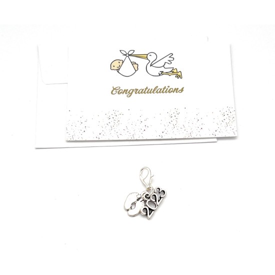 Mum To Be New Mum 2023 Clip on Charm with Baby Feet Charm