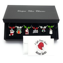 Secret Santa Glass Charms with Gift Card