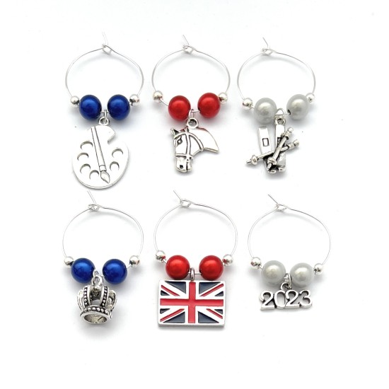 King Charles' Hobbies Designed Coronation Party Glass Charms