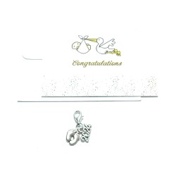 Mum To Be New Mum 2024 Clip on Charm with Baby Feet Charm
