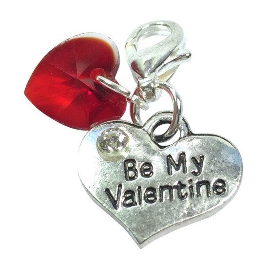 Be My Valentine - Valentine's Day Clip on Charm in a Red Velvet Gift Bag 