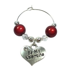 Be My Valentine - Valentine's Day Wine Glass Charm With Gift Card