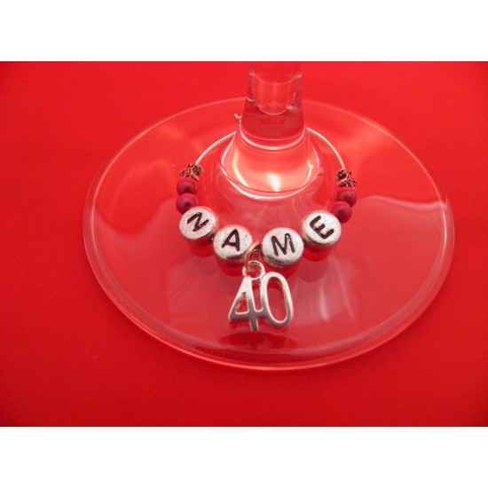 Personalised 40th Birthday Glass Charm on a Gift Card
