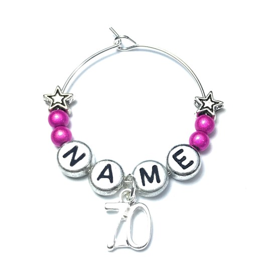 Personalised 70th Birthday Glass Charm on a Gift Card