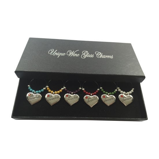Colourful Merry Christmas Wine Glass Charms