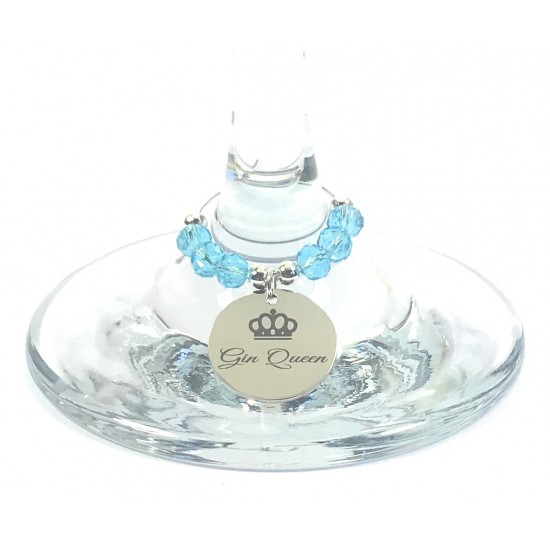 Large Balloon Shaped Gin and Tonic Glass with Gin Queen Stem Glass Charm and Personalised Gift Box