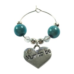 Mum To Be Wine Glass Charm with Blue Gift Card