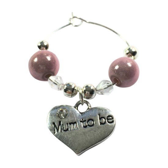 Mum To Be Wine Glass Charm with pink gift card