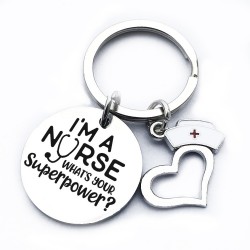 Nurse Keyring with Nurse's Cap Charm