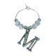 Personalised Letter M Wine Glass Charm with Rhinestones