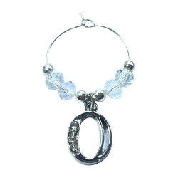 Personalised Letter O Wine Glass Charm with Rhinestones