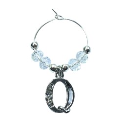 Personalised Letter Q Wine Glass Charm with Rhinestones