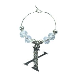Personalised Letter X Wine Glass Charm with Rhinestones