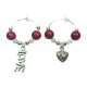Love Wine Glass Charms - Valentine's Day - Anniversary Wine Glass Charms in a Red Velvet Gift Bag