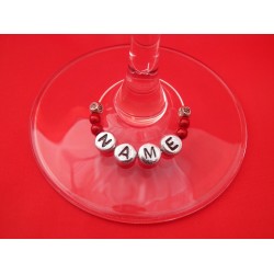 Personalised Name with Flowers Wine Glass Charm