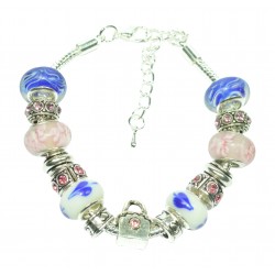 Handmade Pink and Blue 'Handbag' Bracelet with Gift Box