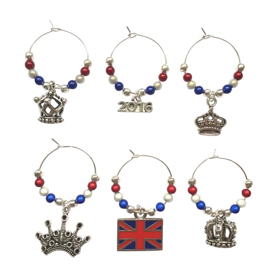 Queen's 90th Birthday Celebration 2016 Wine Glass Charms