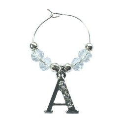 Personalised Letter A Wine Glass Charm with Rhinestones