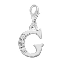 Handmade Personalised Letter G Clip On Charm with Rhinestones