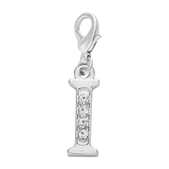 Handmade Personalised Letter I Clip On Charm with Rhinestones