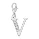 Handmade Personalised Letter V Clip On Charm with Rhinestones