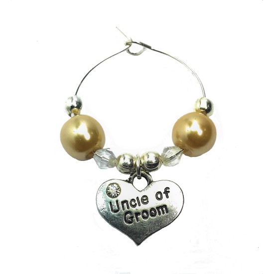 Uncle of Groom Wine Glass Charm