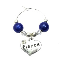 Set of 2 Special Fiancee and Fiance  Wine Glass Charms