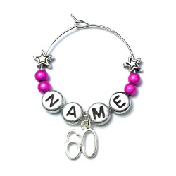 Personalised 60th Birthday Glass Charm on a Gift Card