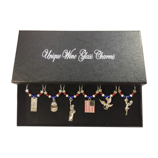America - United States Wine Glass Charms