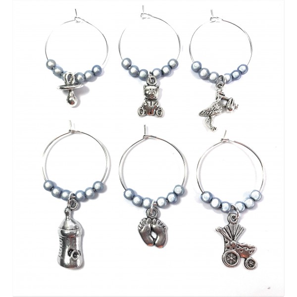 Libbys Market Place Its a Surprise Baby Shower Glass Charms with Gift Box Handmade
