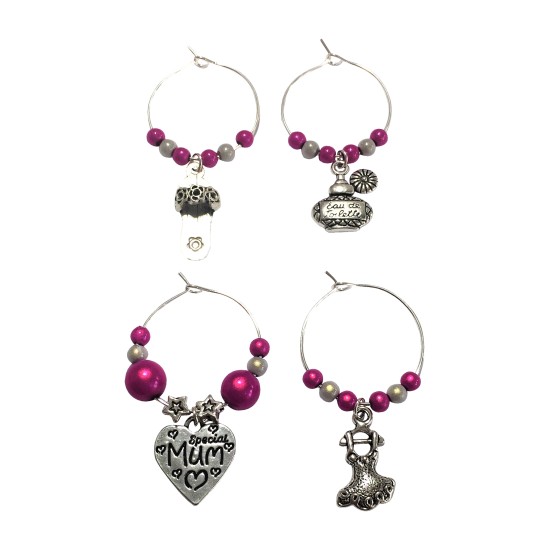 Set of 4 Mum's Favourites Wine Glass Charms