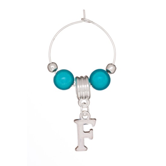 Silver Plated Personalised Letter 'F' Wine Glass Charm