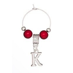 Silver Plated Personalised Letter 'K' Wine Glass Charm