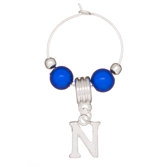 Silver Plated Personalised Letter 'N' Wine Glass Charm