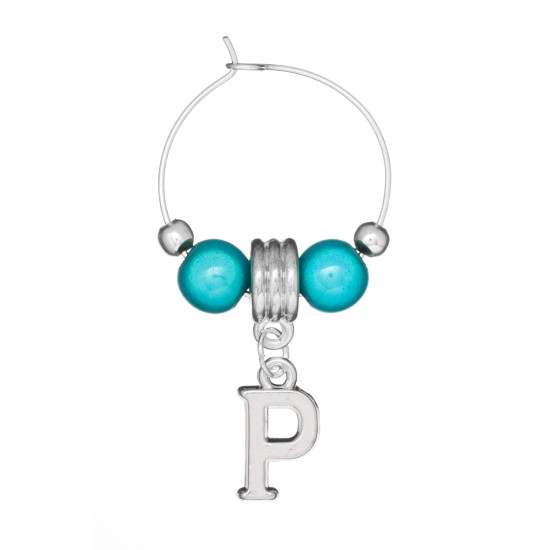 Silver Plated Personalised Letter 'P' Wine Glass Charm