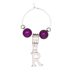 Silver Plated Personalised Letter 'R' Wine Glass Charm