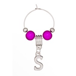 Silver Plated Personalised Letter 'S' Wine Glass Charm