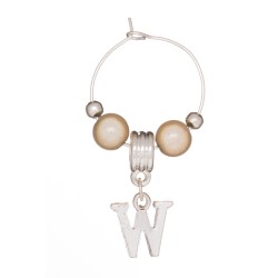 Silver Plated Personalised Letter 'W' Wine Glass Charm