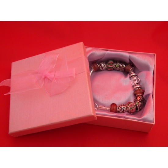 Handmade Pink and Black 'Handbag' Bracelet with Pink Gift Box