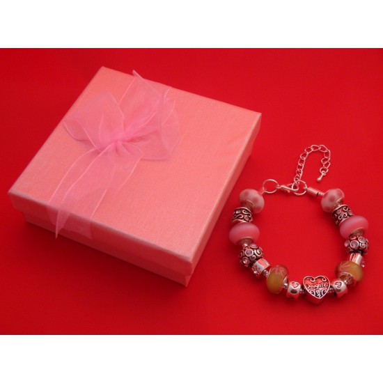Handmade Pink 'Daughter' Bracelet with Pink Gift Box