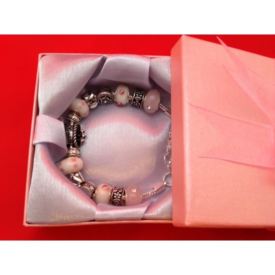 Handmade Pink ' Sweet 16 Birthday ' Bracelet with Pink Box