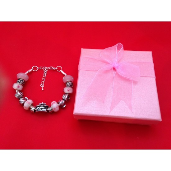 Handmade Pink ' Sweet 16 Birthday ' Bracelet with Pink Box
