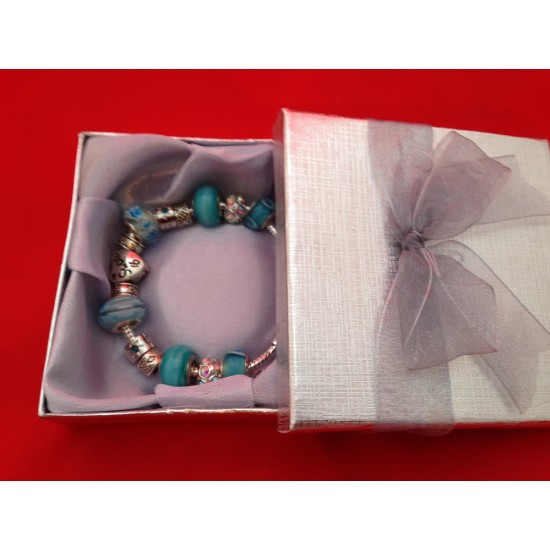 Handmade Light Blue ' Sweet 16 ' Bracelet with Gift Box