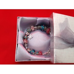 Handmade Pink & Turquoise ' Sweet 16 ' Bracelet with  Box