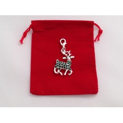 Christmas Reindeer Clip on Charm in Red Gift Bag