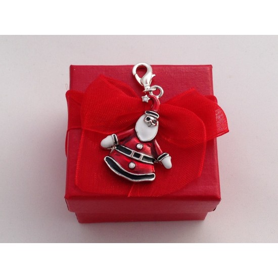 Santa Clause Clip on Charm in Red Gift Bag